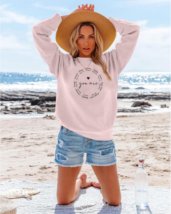 Christian Sweatshirts for Women Faith Jesus You Are Enough Inspirational Shirts Blessed Saying Positive Pullover Top