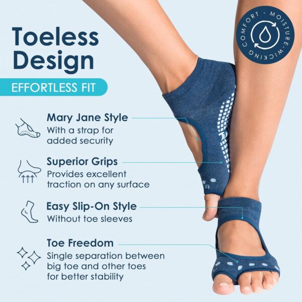 Tucketts Toeless Pilates Socks with Grips for Women, Non-Slip Barre Yoga Socks with Grips for Barefoot Workouts, Sizes 5-13