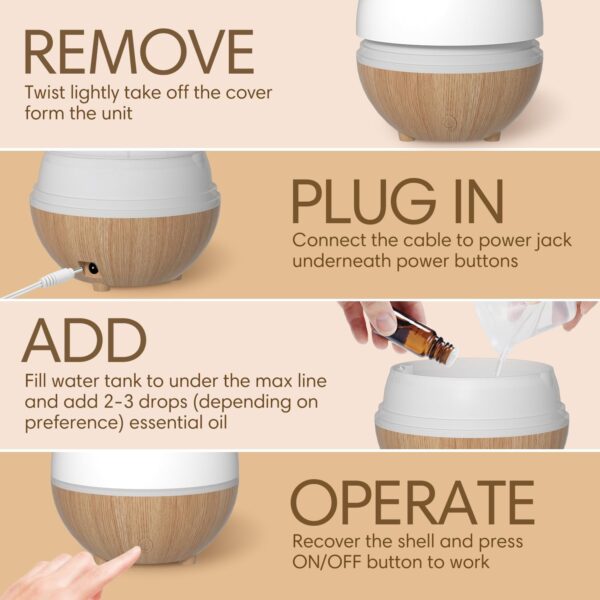 SALKING Essential Oil Diffuser, 100ml Small Aromatherapy Diffuser with Auto Shut-Off Function, Ultrasonic Diffusers for Essential Oils, Cool Mist Humidifier with Warm White Lights, for Office Home