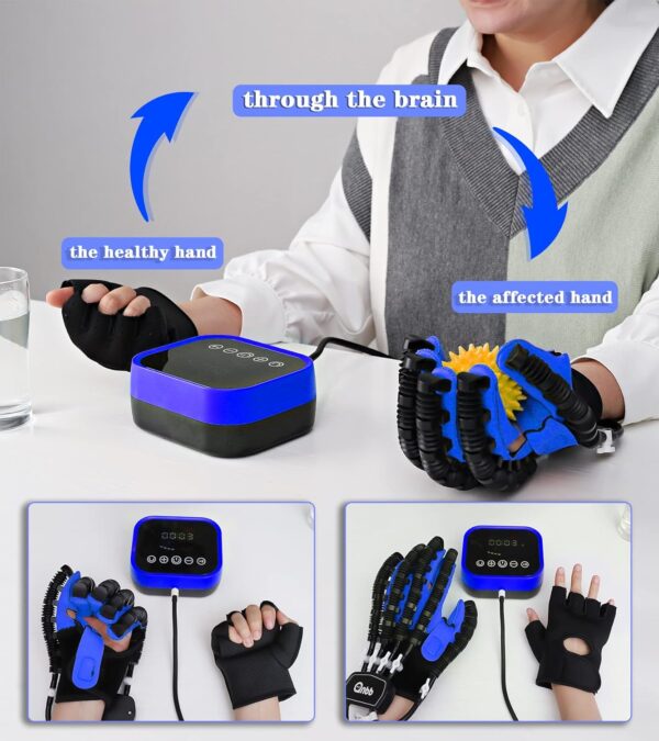 Rehabilitation Robot Gloves Upgrade Hemiplegia Hand Stroke Recovery Equipment with USB Chargeable and Strength Adjustment