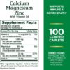 Nature's Bounty Calcium Magnesium & Zinc Caplets, Immune & Supporting Bone Health, 100 Count