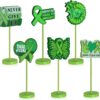 Amyhill 6 Pcs Mental Health Awareness Month Wooden Centerpieces Motivational Mental Health Awareness Standing Block Sign Set Green Ribbon Table Signs Decorations for Office Charity Party Supplies