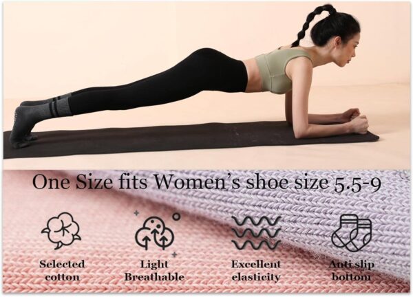 Flydo Pilates Grippy Socks with Grips for Women Yoga Non Slip Long Socks for Pure Barre, Ballet,Dance Workout 2-5 Pack