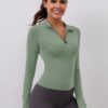LOMON Womens Long Sleeve Workout Tops Quick Dry Quarter Zip Pullover Crop Yoga Athletic Slim Fit Shirts