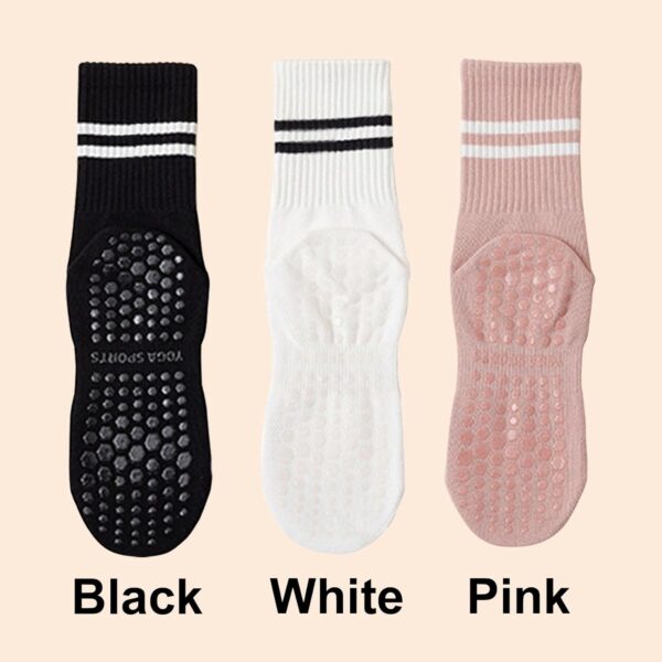 3 Pairs Pilates Grip Socks, Yoga Socks with Grips for Women, Non-Slip Socks for Workout