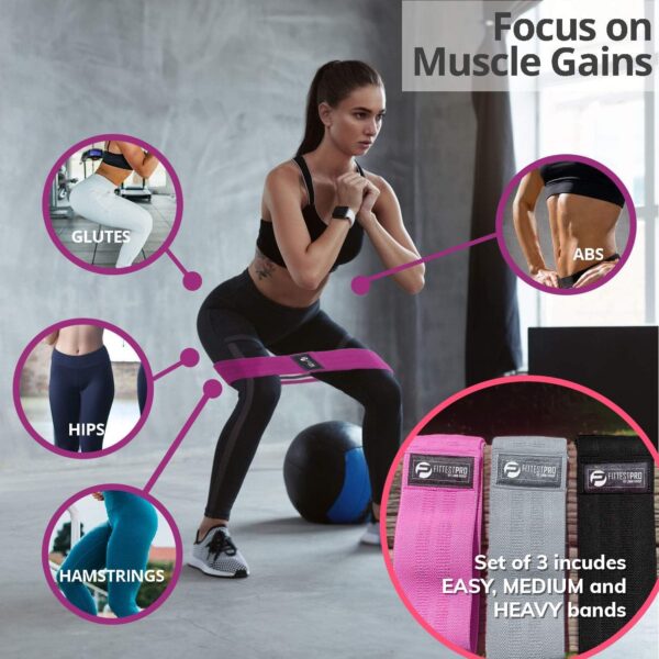 Fittest Pro by Limm Resistance Bands for Legs and Butt, Fabric Exercise Loop Bands Yoga, Pilates, Rehab, Fitness and Home Workout, Strength Bands for Booty