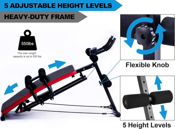 71OO9tloXFL._AC_SL1500_.jpg KESHWELL Ab Workout Machine,Core Abs Exercise Equipment for Home Gym,Adjustable Sit Up Bench Strength Training Abdominal Cruncher,Foldable Core Workout Machine with Resistance Bands&LCD Display