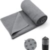 Eunzel Yoga Towel,Hot Yoga Mat Towel with Grip Dots Sweat Absorbent Non-Slip for Hot Yoga, Pilates and Workout 24" x72", Dark Gray