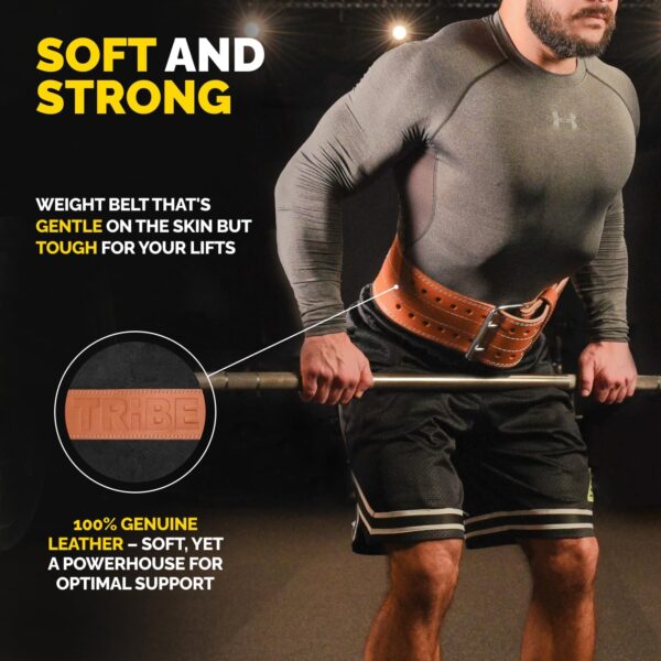 5mm Premium Weight Lifting Belt - 100% Genuine Leather Weightlifting Belt - Comfortable Squat Belt, Deadlift Belt or Powerlifting Belt - Workout Belt for Strength Training - Gym Belt for Men and Women
