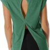 icyzone Open Back Workout Top Shirts - Yoga t-Shirts Activewear Exercise Tops for Women(Pack of 2)