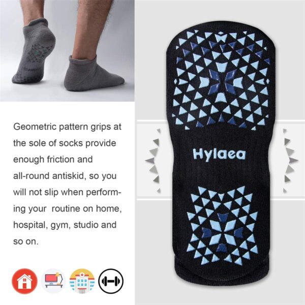 Hylaea Unisex Non Slip Socks with Grip for Yoga, Hospital, Pilates, Barre | Ankle, Cushioned