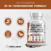 Clean Nutraceuticals Lions Mane 20in1 Mushroom Supplement with Turkey Tail Reishi Cordyceps Chaga Maitake Meshima Poria Cocos Shiitake Oyster Porcini Enoki - Pack