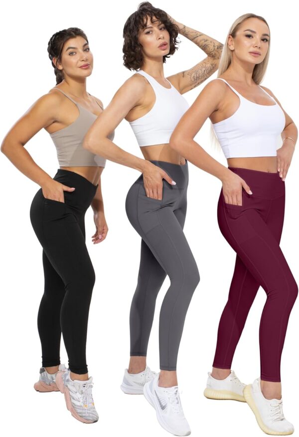 CHRLEISURE Leggings with Pockets for Women, High Waisted Tummy Control Workout Yoga Pants