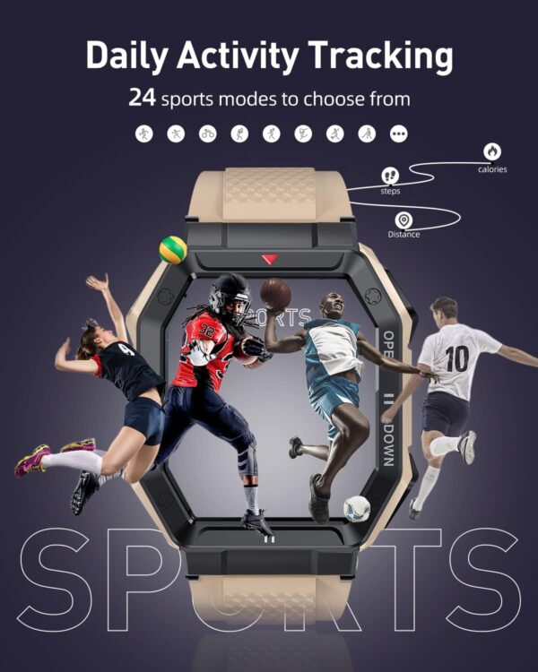 Smart Watch with 1.85'' HD Screen, Fitness Tracker/Bluetooth Call/Sports Mode, Men's Tactical Smart Watches for iOS Android Samsung