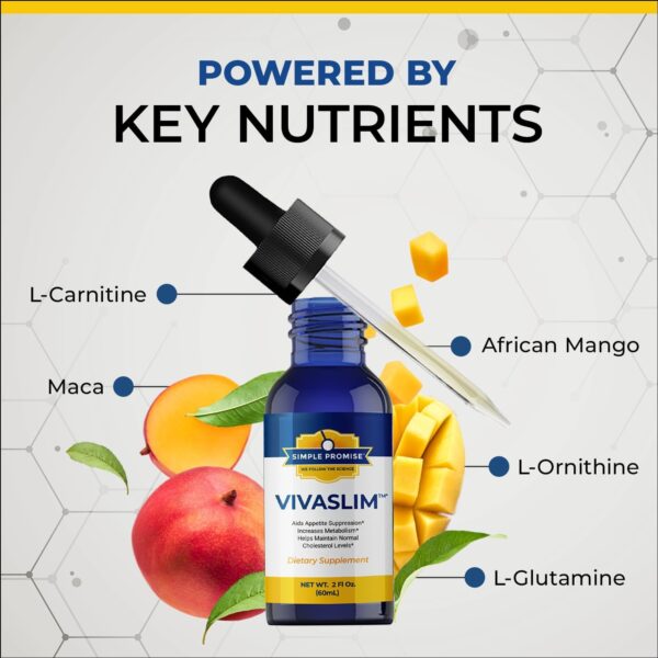 Simple Promise VivaSlim - Organic African Mango Extract Liquid Drops - Irvingia Gabonensis Extract for Weight Management, with Maca to Promote High Energy Levels, Supports Ketosis Diet - 2 fl oz