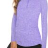 Koscacy Long Sleeve V Neck Half Zip Golf Pullover for Ladies Gym Training Outdoor Sports Workout Tennis Top, Purple Geometry