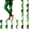 St Patricks Day Leggings for Women Shamrock Leaves Green Pant Slim Fit Tummy Control Leggings Irish Green Yoga Pants