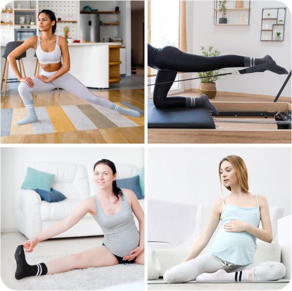 Jspupifip 10 Pairs Pilates Socks with Grips for Women, Pilates Crew Socks Bulk Non Slip Yoga Socks Home Hospital Grippy Socks for Yoga Pilates Barre Workout