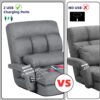 STHOUYN Comfy Floor Chair Bedroom 2 USB Charging Ports, 5-Position Couch Gaming Lounge Chairs Adults, Indoor Folding Lazy Sofa Meditation Arm Dorm Chair Living Room (Grey)