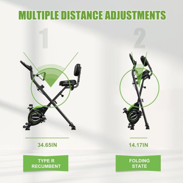 Caromix Folding Exercise Bike, 4 in 1 Stationary Magnetic Cycling Bicycle Upright Indoor Cycling Bike for Home Workout 330LB Capacity