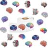 500 Pieces（10 Patterns） Brain Mental Health Stickers Colorful Fashion Graffiti Adhesive Seals for Kids Teens Adults Water Bottles Laptop Suitcase Birthday Party Supplies Halloween Decoration