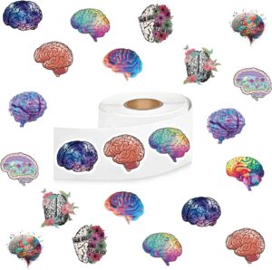 500 Pieces（10 Patterns） Brain Mental Health Stickers Colorful Fashion Graffiti Adhesive Seals for Kids Teens Adults Water Bottles Laptop Suitcase Birthday Party Supplies Halloween Decoration
