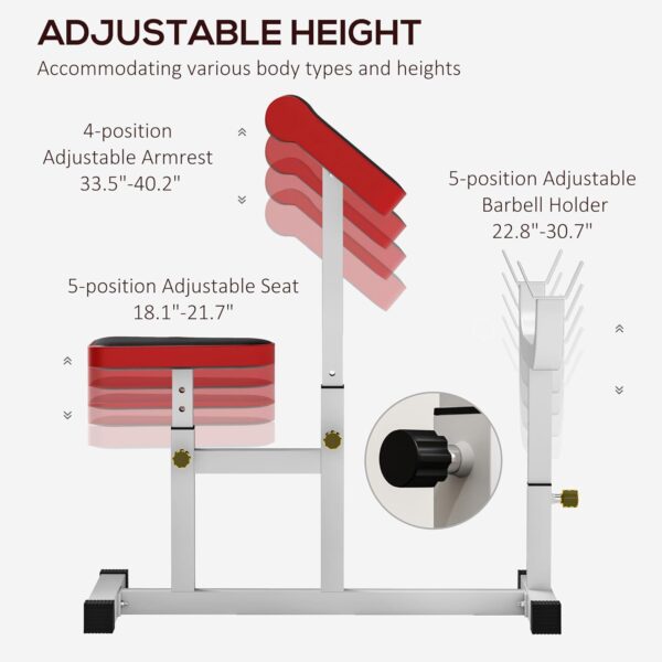 Soozier Adjustable Preacher Curl Bench with Brabell Rack, Strength Training Seated Arm Isolated Barbell Dumbbell Bicep Station, 265 LBS Home Gym Fitness Equipment