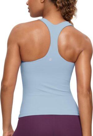 CRZ YOGA Butterluxe Workout Tank Tops for Women Built in Shelf Bras Padded - Racerback Athletic Spandex Yoga Camisole
