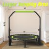 Foldable Mini Trampoline, 40"/48" Rebounder Trampoline for Adults & Kids, 450lbs Capacity with U-Shaped Adjustable Bar, Indoor Fitness Workout Exercise Equipment
