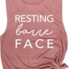 Resting Barre Face Women's Workout Muscle Tee - Sleeveless Active Wear, Barre Top, Yoga Gym Top, Comfortable Workout Tank Top