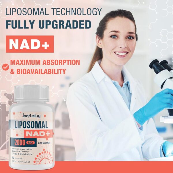 2000MG Liposomal NAD+ for Women, NAD+ Supplement, with Ashwagandha, Maca, Black Cohosh & Ginkgo Biloba, Max Absorption, NAD Plus - Menopause, Cognitive Clarity, Energy, Aging Defense, 360 Capsules