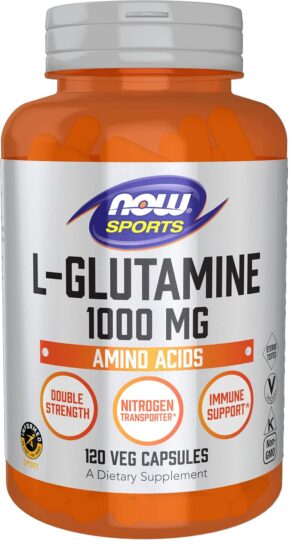 NOW Foods Sports Nutrition, L-Glutamine, Double Strength 1,000 mg, Amino Acid, 120 Veg Capsules