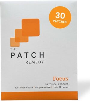 The Patch Remedy Focus Patches - Topical Focusing Patch Plus Ginkgo Biloba, Acetyl-l-Carnitine, Bacopa Monnieri, Magnesium L-Threonate, & Camellia Sinensis, 30 Transdermal Patches for Adults & Kids