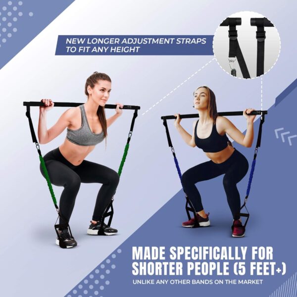 Verde Acqua Pilates Bar Kit with Resistance Bands for Women - Multifunctional Pilates Sculpt Bar for Any Height - Workout Equipment for Home Gym - Includes Exercise Chart for Full Body Workout