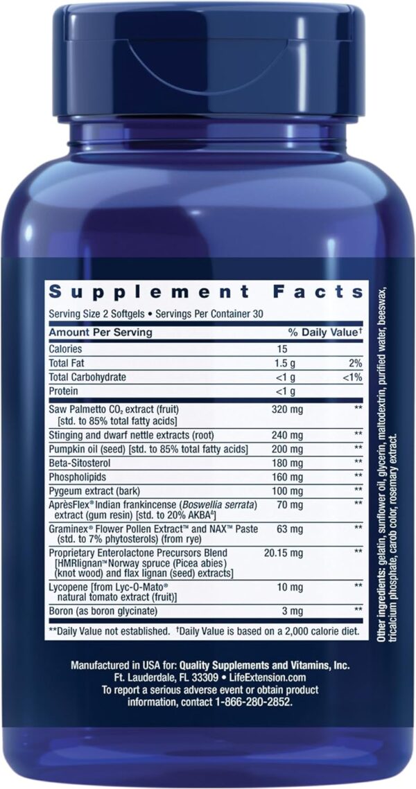 71PNioSgW0L._AC_SL1500_.jpg Life Extension Ultra Prostate Formula, saw palmetto for men, pygeum, stinging nettle root, lycopene, 11 nutrients for prostate function, non-GMO, gluten-free, 60 softgels