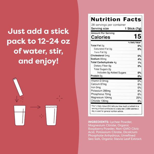 FlavCity Raspberry Lychee Electrolytes Drink Mix, 28 On-The-Go Stick Packs - Healthy Electrolytes Powder Packets Made with Real Fruit - Keto Powdered Drink with No Added Sugar, Gluten-Free