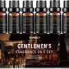 Essential Oils Set, Men Scents Fragrance Oil Aromatherapy Essential Oils Kit for Diffuser (6x10ML) - Sandalwood, Cedar, Leather, Sweet Tobacco, Rum, Cologne Aromatherapy Oils for Men, Gift for Men