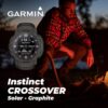 Wearable4U - Garmin Instinct Crossover Solar, Rugged Hybrid Smartwatch, Analog Hands and Digital Display 1.27 in, Graphite with E-Bank Bundle