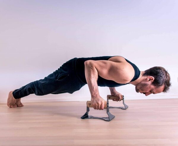 PULLUP & DIP Parallettes - Push Up Handles with Ergonomic Wooden Handles & Heavy-Duty Steel - Non-slip Parallettes Bars for Strength Training and Calisthenics - Press Up Handles for Push Ups