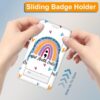 Plifal Badge Holder with Retractable Reel, Boho Rainbow Mental Health Matters ID Name Tag Work Badge Clip Heavy Duty Vertical Card Protector Cover Case for Work Office Nurse Medical Women