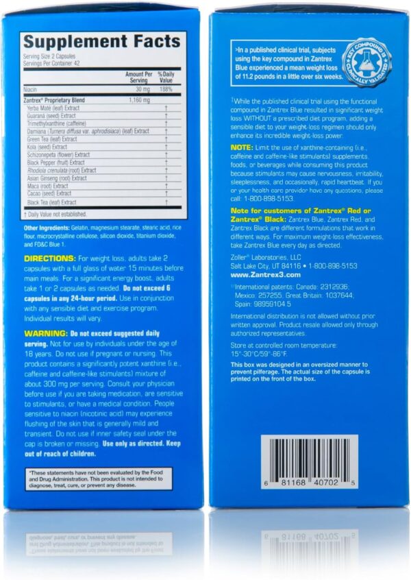 Zantrex Blue - Weight Loss Supplement Pills - Weight Loss Pills - Weightloss Pills - Dietary Supplements for Weight Loss - Lose Weight Supplement - Energy and Weight Loss Pills - 84 Count