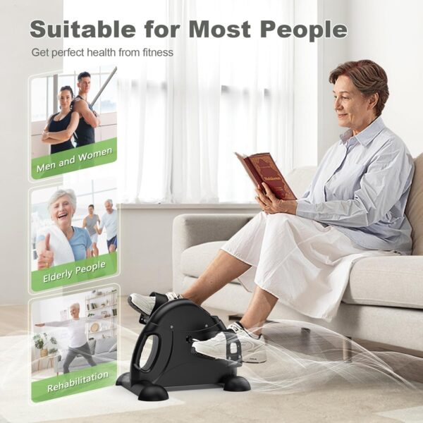 Mini Exercise Bike, Under Desk Bike Pedal Exerciser for Arm/Leg Exercise, Adjustable Resistance with LCD Screen Display for Home/Office Workout