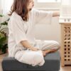 MeMoreCool Square Floor Pillow for Adults and Kids, Large Meditation Cushion with Thick Foam and Washable Tufted Cover, 24-Inch Grey Seat for Sitting and Yoga