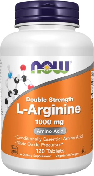 NOW Foods Supplements, L-Arginine 1,000 mg, Nitric Oxide Precursor*, Amino Acid, 120 Tablets