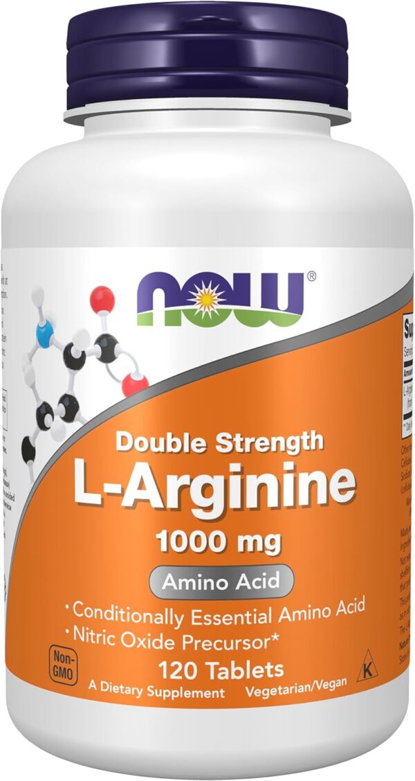 NOW Foods Supplements, L-Arginine 1,000 mg, Nitric Oxide Precursor*, Amino Acid, 120 Tablets