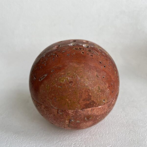 9 Holes Handmade Natural Marble Round Incense Burner Holder for Meditation Decorative Room/Kitchen/Coffee Shop (Red Travertine)