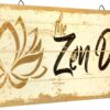 The Zen Den Lotus Wood Sign 15.75 x 5.9 Inch Lotus Yoga Wooden Hanging Wall Sign with Hooks Meditation Home Decor for Yoga Studio Bathroom Bedroom Spiritual Room Decoration(Light Yellow)