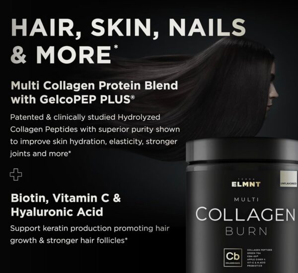ELMNT Super Collagen Powder for Women Weight Loss + Beauty w. Probiotics, Hyaluronic Acid, ACV, KSM-66, Biotin - Premium Multi Collagen Peptides Protein Supplement Colageno for Women (Unflavored)