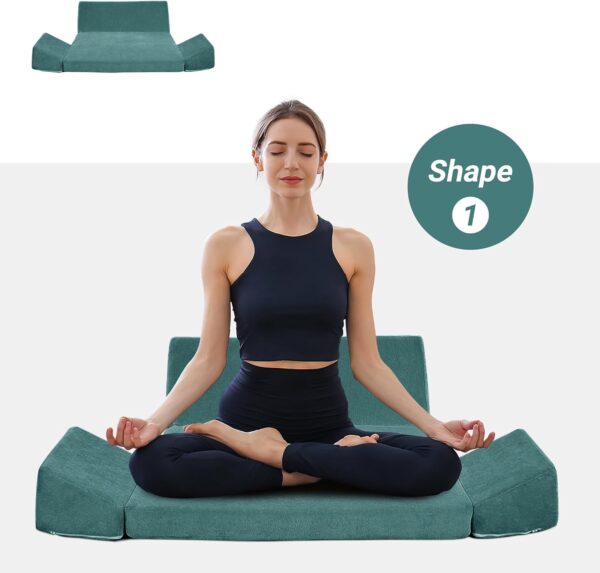 HOMBYS Meditation Cushion Foam Meditation Pillows for Sitting on Floor, Large Yoga Pillow for Adult, Meditation Mat with 2 Knee Cushions and Hip Support-3 Shapes for Different People-Supportive