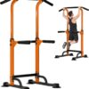 DlandHome Pull Up Bar, Power Tower Dip Bar, Pull Up Bar Free Standing with 10 Levels Adjustable Height for Home Gym Workout Equipment, Strength Training Fitness